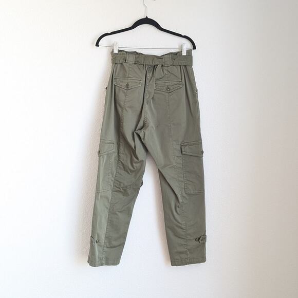 Alex Mill Green Cargo High Waist Cotton Relaxed Tapered Leg Pants, size 4 - Picture 2 of 10